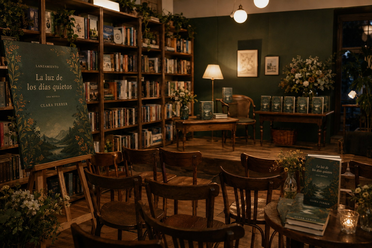 Sala preparada para el lanzamiento del libro