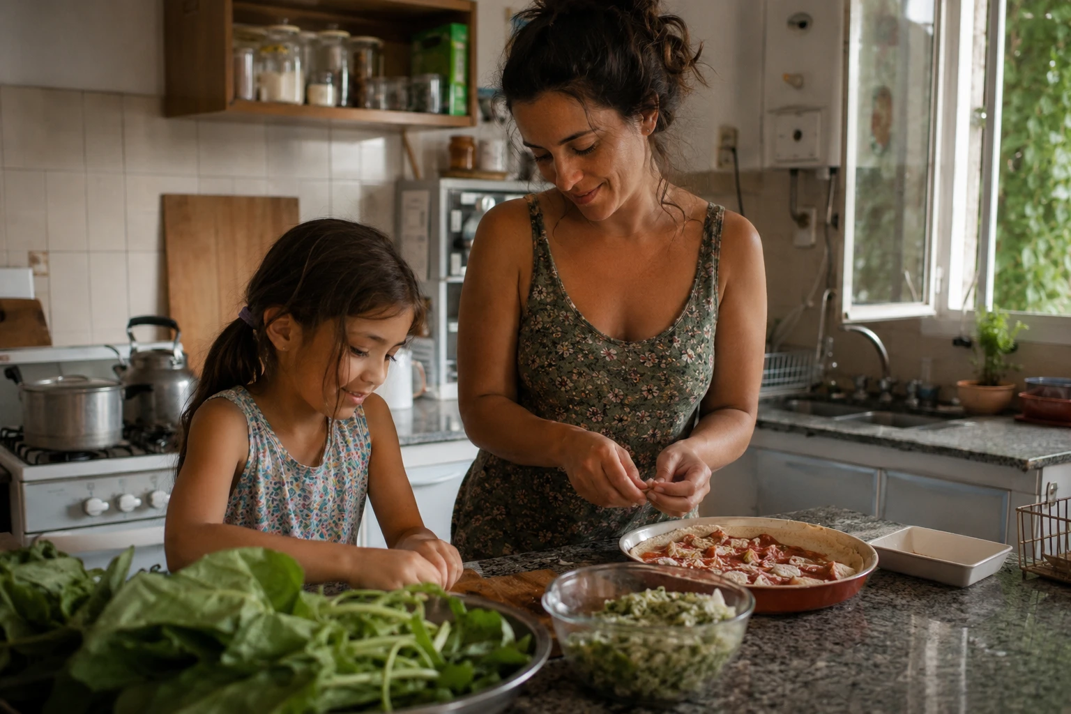 Elena y Lucía cocinan juntas cuando Lucía era niña