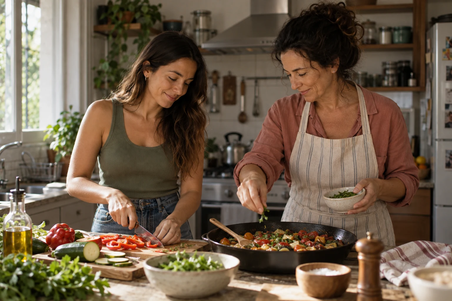 Elena y Lucía cocinan juntas como adultas
