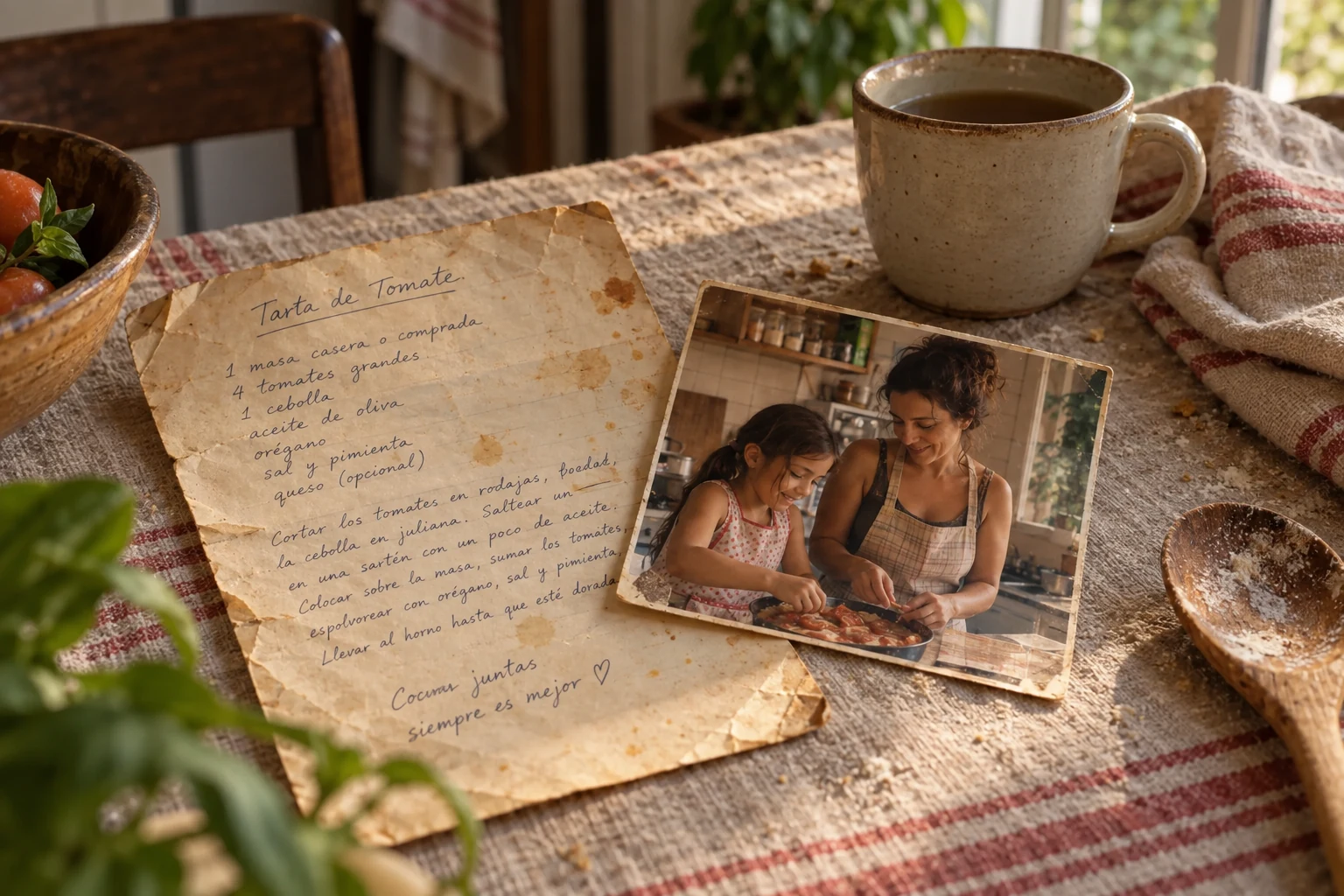 La receta manuscrita guardada junto a una fotografía familiar